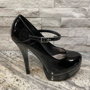 Black strap heels
